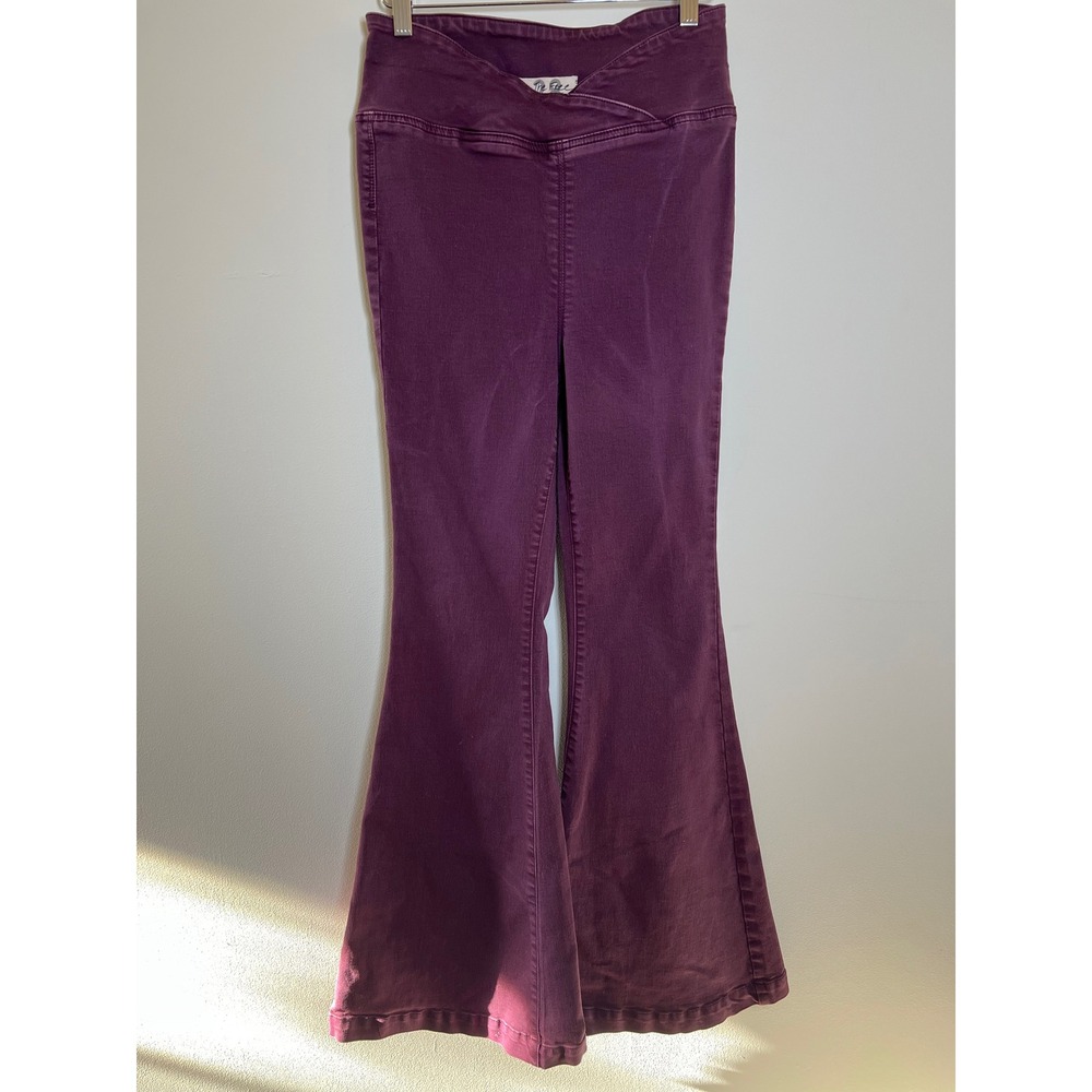 Free People We The Free Penny Pull On Flare Jeans Bell Purple Crossover Waist 28